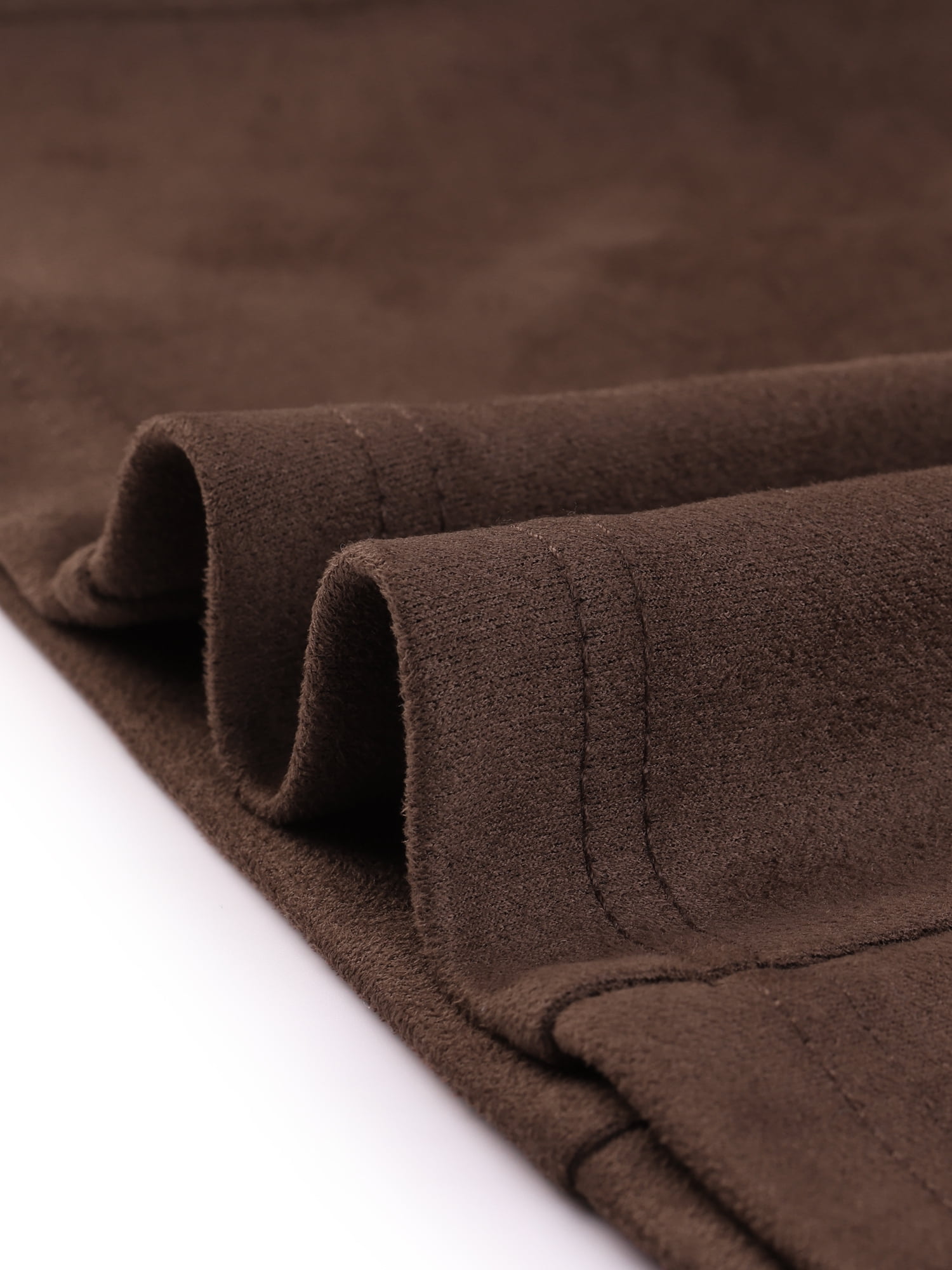 DARING DIVA Women's Faux Suede Lapel Collar Long Sleeve Work Jacket XS Coffee