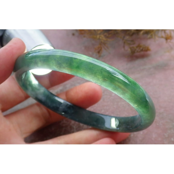 Certified Icy Green Burma 100% Natural A JADE Jadeite Bangle Bracelet 62 mm 664555 TN