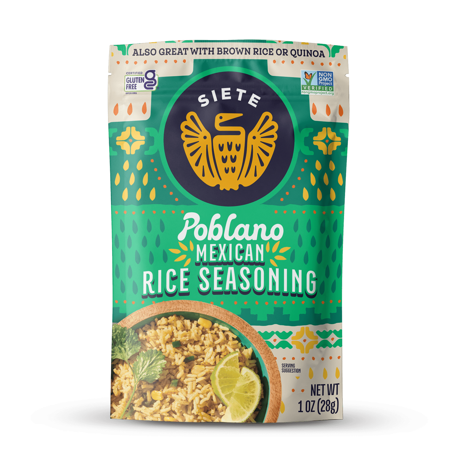 (2 pack) Siete Foods Poblano Mexican Rice Seasoning, Gluten Free, 1.01 oz