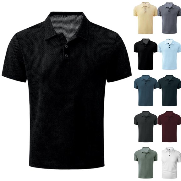 Breeze Polo Shirts for Men 2026 Beer Belly Capri Shirts Wearbreeze Short Sleeve Collared Textured Stretchy Golf Shirt (Black,6XL)