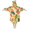 thumbnail image 2 of FORMRS Wearable Blanket Hoodie with Sleeves for Kids Cozy Flannel Sweatshirt, Green Retro Autumn Leaves, 2 of 7