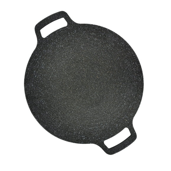 Comal Redondo 34 Cm Con Recubrimiento De Mármol Antiadherente Resistente - Color Negro - Queen Sense