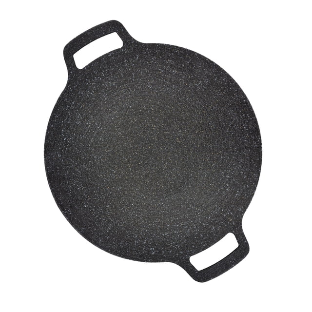 Comal Redondo 34 Cm Con Recubrimiento De Mármol Antiadherente Resistente - Color Negro - Queen Sense