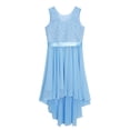 thumbnail image 4 of inhzoy Kids Big Girls Floral Lace Flower Girls Bridesmaid Dress High Low Hem Sleeveless Wedding Birthday Party Dress Light Blue 12, 4 of 7