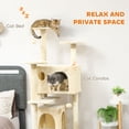 thumbnail image 4 of 63" Cream White Cat Tree - Multi-Level Tower with Scratching Posts, Condo & Bed | Perfect for Living Room & Playtime!, 4 of 7