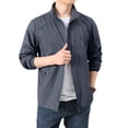 thumbnail image 3 of Men's Lightweight Windbreaker Jacket with Stand Collar and Zippered Pockets Featuring Full Zip Design Dark Gray XXL, 3 of 9