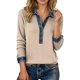 thumbnail image 1 of Camisas de manga larga for mujer, cuello de mezclilla, costura de retales, sudadera, Tops casuales, jersey, 1 of 5