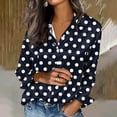 thumbnail image 2 of Sexlip Womens Polka Dot Print Blouse Tie Front Design Lightweight Fabric Relaxed Silhouette for Brunch Outings Blue XL, 2 of 5
