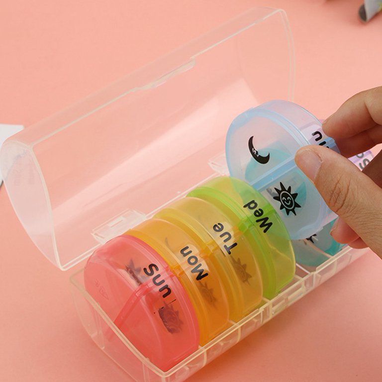 Daily Pill Organizer (Twice-a-Day) - Weekly AM/PM Pill Box,Round