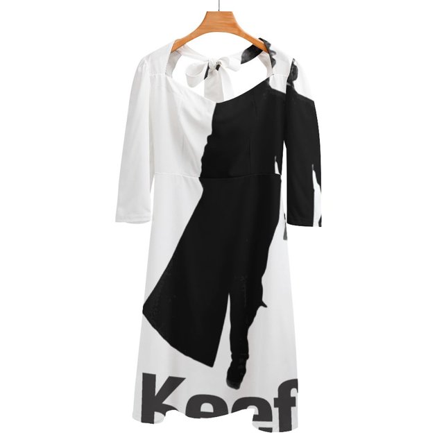 Keith : Robe Dos Nu à Lacets, Col Carré, Design Mode, Grande Taille, Ample