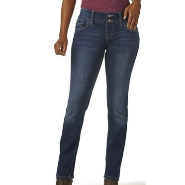 Lee Womens Jeans Deep Petite Straight Pull-On Stretch
