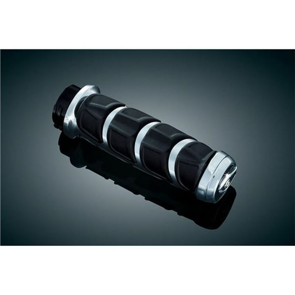 Kuryakyn Kinetic Chrome/Black Rubber Cable-Style Handlebar Grips (6375)