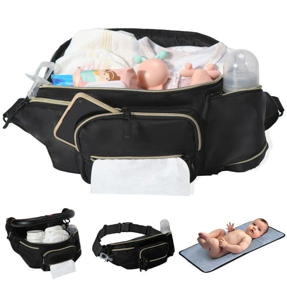 Small Diaper Bag Purse Fanny Pack Mini Baby Diaper Bags for Women Cross Body Portable Changing Pad Travel with Baby Must Haves