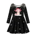 thumbnail image 4 of DISNIMO Kids Christmas Axolotl Dress Girls Snowflake Dress Kids Long Sleeve Dresses 5-6 Girl Dresses Casual Long Sleeve Dress Little Girls Black Twirling Dress Child Fall Season Dresses for Girls, 4 of 6