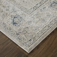 thumbnail image 5 of 7' X 10' Ivory Taupe and Blue Floral Power Loom Worn Faded Area Rug With Fringe, 5 of 8