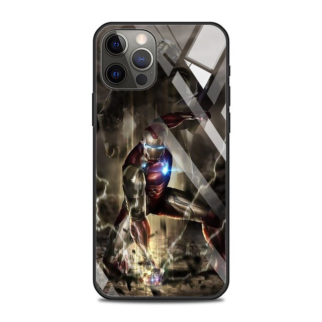 Tempered Glass Case For iPhone 13 12 11 Pro Max Mini X XR XS Max 8 7 6s Plus SE 2020 Phone Shell Fundas Marvel Avengers Comics