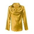 thumbnail image 5 of WTXUE Tunic Tops Blouses for Women Dressy Casual Elegant Cowl Neck Satin Blouse Long Sleeve Work Shirt Silk Tops Peasant Blouses Collared Shirts Wrinkle Free Blouses Slim Fitted Tops Yellow Xs, 5 of 5