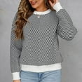 thumbnail image 4 of IROINNID Reduced Womens Sweater Round Neckline Pullover Sweater Solid Color Casual Short Length Long Sleeve Sweater Coat Top Splicing Splicing Coat, 4 of 9