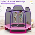 thumbnail image 4 of Costway 7 FT Kids Trampoline with Safety Enclosure Net Spring Pad & Jumping Mat for Kids Pink, 4 of 10