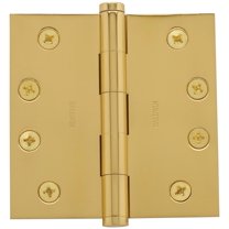 Baldwin 1040031INRP 4 x 4 in. Square Corner Hinge with Non Removable Pin, Non-Lacquered Brass