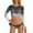Black, variant on VBVC Ladies Multicolor Print Back Cutout Swim Briefs Bikinis Long Sleeve Womens Split Swimsuit Suit