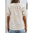 thumbnail image 3 of Women's White Floral Eyelet Embroidered Puff Sleeve Notch V Neck Blouse - Elegant Summer Top - [ZhiHiMeRi] | (US 12-14)L, 3 of 12