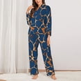 thumbnail image 2 of Salouo Giraffe Skin Pattern Women's Pajamas Set Long Sleeve Button Down Sleepwear Soft Pj Lounge Sets for women 2 Piece Pjs Set with Long Pants-Medium, 2 of 7