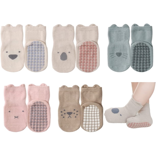 Calcetines antideslizantes Exegawe para bebés pequeños con empuñaduras, 5 pares
