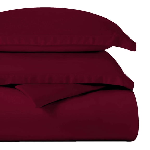Superior Egyptian Cotton 400 Thread Count Duvet Cover Set, Full/Queen, Burgundy