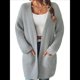 thumbnail image 1 of Suéter Informal de Otoño para Mujer, Abierto Al Frente, de Larga y con Bolsillos. Gris XL, 1 of 10