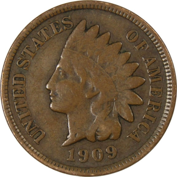 1909 Indian Head Cent F Fine Bronze Penny 1c Coin Collectible