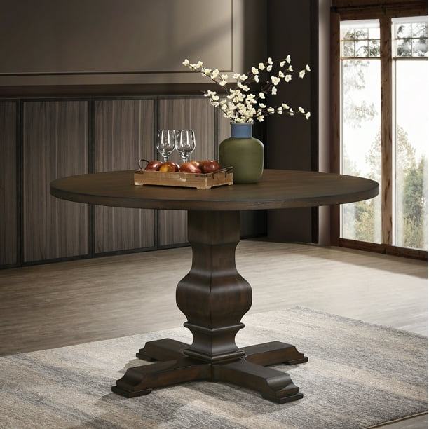 Havre Burnished Oak Finished Wood, 60 Round Dining Room Table With Leaf