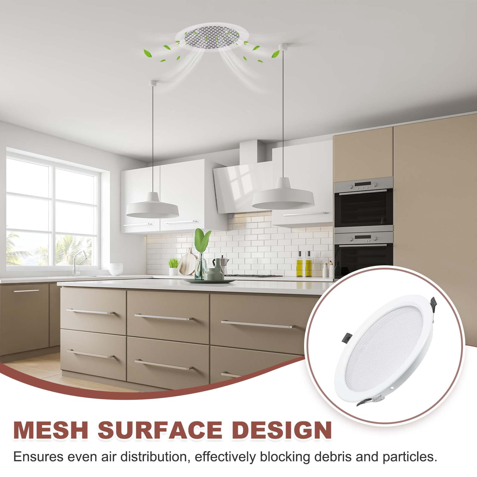 Uxcell Round Ceiling Vent Cover (160mm / 6" Duct Opening Size) - Aluminum Alloy Ceiling Air Grille Soffit Exhaust Vent Micro Hole Mesh Cover Plate for Bathroom Home Kitchen, White