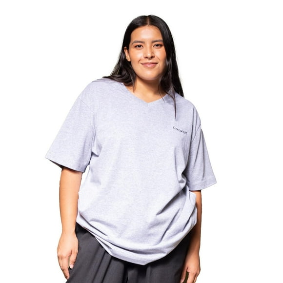 Playera Polo Cuello V LOVE MY FIT Tallas Extras Plus Unisex gris 3XL