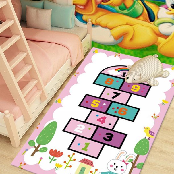 Apocaly Hopscotch Game Rugs,Kids Play Area Rugs Soft Durable Floor