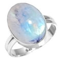 thumbnail image 1 of 925 Silver Ring For Women White Natural Rainbow Moonstone Stone Silver Ring Size 6.5 June Birthstone Costume Silver Ring Size 6.5 Gift For Girl Friend On Engagement 925 Gemstone Silver Jewelry, 1 of 6
