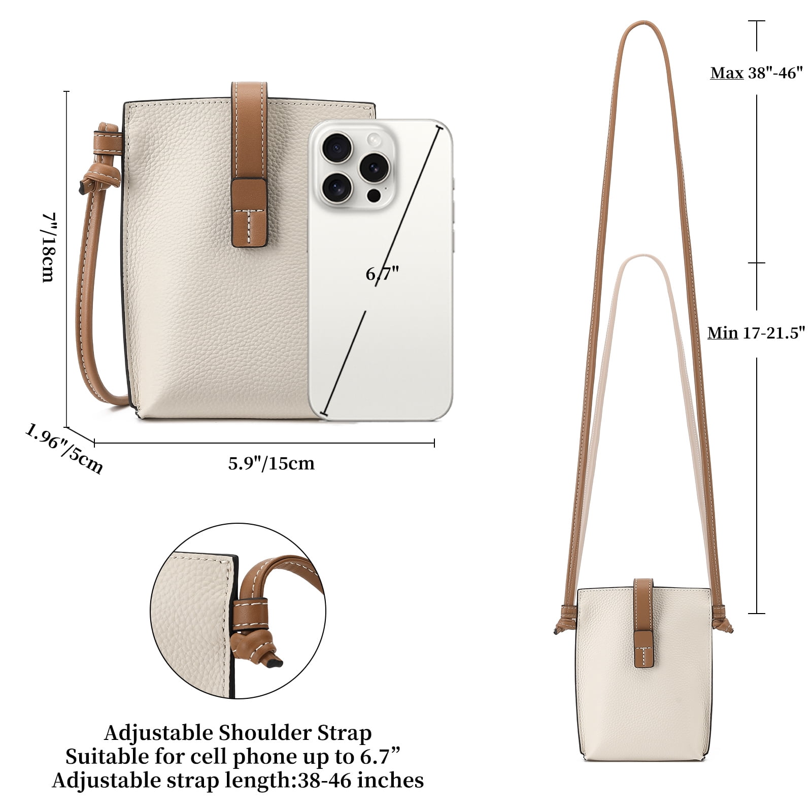 KALUNMA Vegan Leather Small Crossbody Bags for Women Snap Cell Phone Bag Purses Adjustable Strap