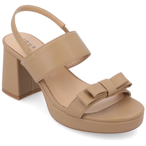 Journee Collection Womens Brookan Sling Back Covered Block Heel Platform Sandals