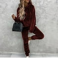 thumbnail image 4 of Women's Velvet Tracksuit Set Hoodie Sweatshirt with Pockets and Jogging Pants Warm Sweatsuit, 4 of 6