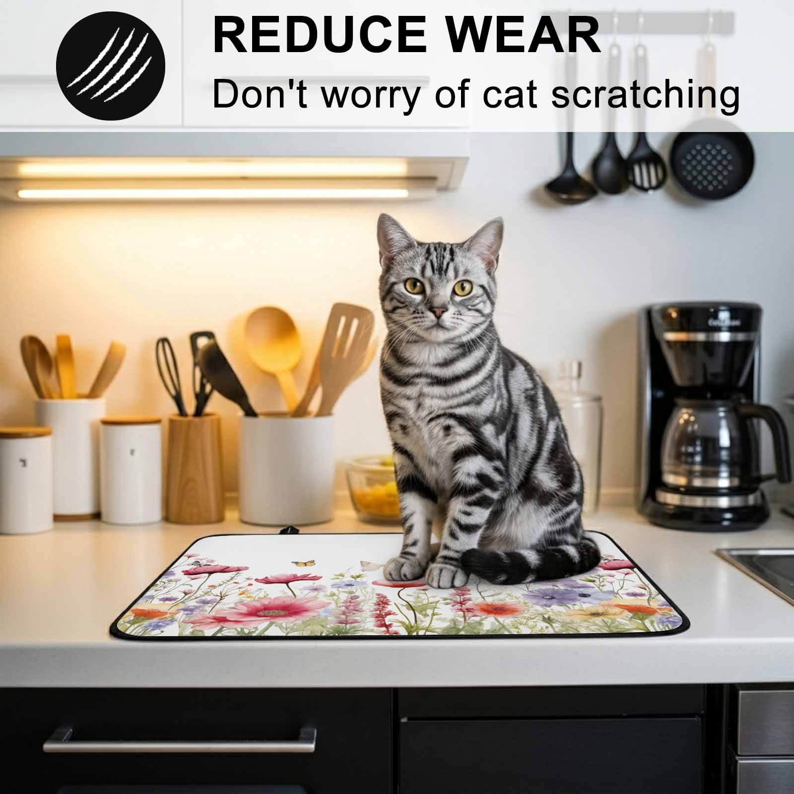 Spring Floral Stove Top Cover for Electric Stove, Heat-proof & Non Slip Glass Top Stove Cover Protector, Coloful Summer Botanical Flowers Butterfly Kitchen Flat Cooktop Rubber Mat 24x21 Inches