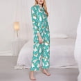 thumbnail image 3 of Fuzoiu Cartoon Llamas Print Women's Long-Sleeved Pajama,Lounge Button Down Nightwear,Womens Notch Collar Pajama Set-XX-Large, 3 of 7