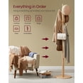 thumbnail image 3 of Solid Wood Coat Rack, Free Standing Hall Coat Tree with 7 Hooks, 3 Height Options, for Coats, Hats, Bags, Purses, for Entryway, Hallway, Rubberwood Hooks and Pole, Natural Beige, 3 of 6
