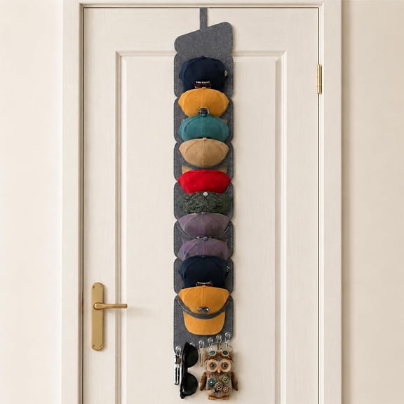 Over Door Hat Holder, Felt Multi-Pocket Rack for Baseball Caps, Closet Storage