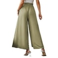 thumbnail image 4 of Women Wide Leg Long Trousers Casual Beach High Waist Palazzo Pants Loose Belted Summer Autumn Leisure Style, 4 of 5