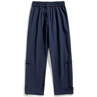 Men's Straight Leg Drawstring Baggy Pants Elastic Waist Casual Outdoor Trousers Loose Solid Streetwear Sweatpants ﻿