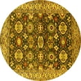 thumbnail image 1 of Ahgly Company Machine Washable Indoor Round Oriental Yellow Industrial Area Rugs, 5' Round, 1 of 4