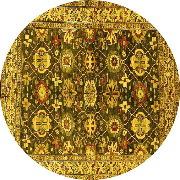 Ahgly Company Indoor Round Oriental Yellow Industrial Area Rugs, 6' Round