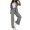 Dark Gray M, variant on 2 Pcs/Set Lady Formal Coat Pants Set Turn-down Collar Long Sleeves Jacket Loose Striped Wide Leg Trousers Casual Daily Wear Commuting Outfit