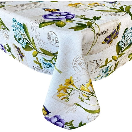 

Newbridge Botanical Blossoms Easter and Spring Easy Care Fabric Tablecloth 52 x 52 Square