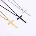thumbnail image 5 of Gold Plated Cross Necklace for Men, Stainless Steel Mens Cross Necklaces with 3.5mm Figaro Chain, Pendant Chain 16-24 Inches, 5 of 16
